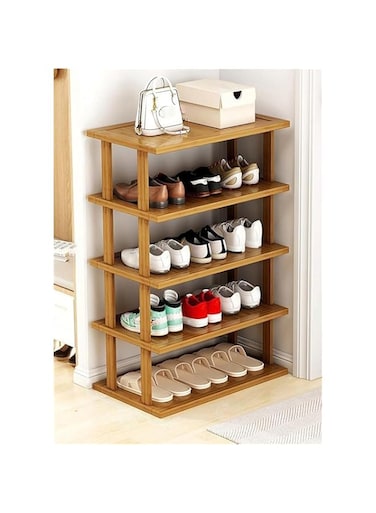 Makeup Toy Vertical Bamboo Shoe Rack for Entryway &amp; Closet - Slim, Shoe Storage Organizer for Small Spaces - Space-Saving Tall Narrow Design - Modern Wooden Shoe Stand for Hallway &amp; Bedroom (5 Tier)