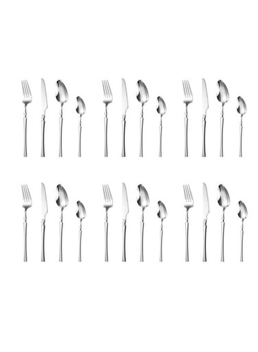 24-Piece Elegant Stainless Steel Flatware Set Silver