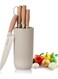 Knife Set, 6-Pieces Khaki Sharp Knife Set for Kitchen, Non-stick Non-slip Stainless Steel Chef Knife Set with Universal Knife Block Suitable for Home Restaurant (Khaki) Khaki