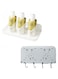 VAODO Shower Caddy Shelf Organizer Rack, 2 Pack Adhesive Wall Mounted Bathroom Folding Shelves with Hooks, for Bathroom, Toilet, Kitchen, White and Gray