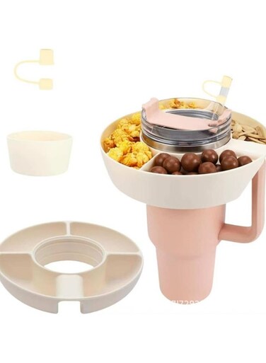 snack bowl with handle - Reusable silicone snack tray