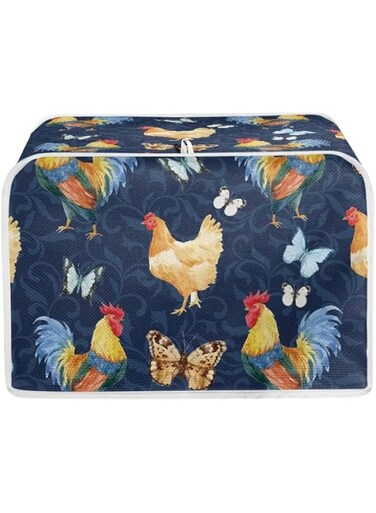 THE WHITE SHOP Butterfly Rooster Toaster Cover Chicken Print Bread Maker Cover Kitchen Small Appliance Cover and Fingerprint Protection, Machine Washable(M)