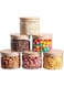 Set of 6 Round 600ml kitchen storage containers set, glass jar for kitchen storage, glass jars with lid bamboo, Clear Glass Containers for Flour, Sugar, Coffee, Tea, Rice container, Candy jar
