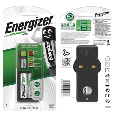 Energizer Recharge MINI Charger  with 2 AA Rechargeable Batteries
