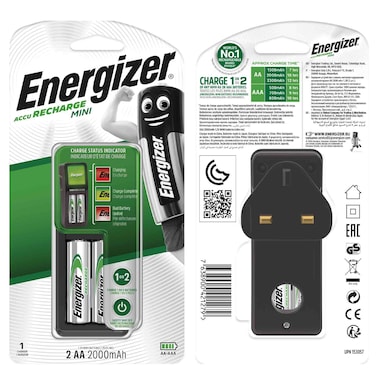 Energizer Recharge MINI Charger  with 2 AA Rechargeable Batteries