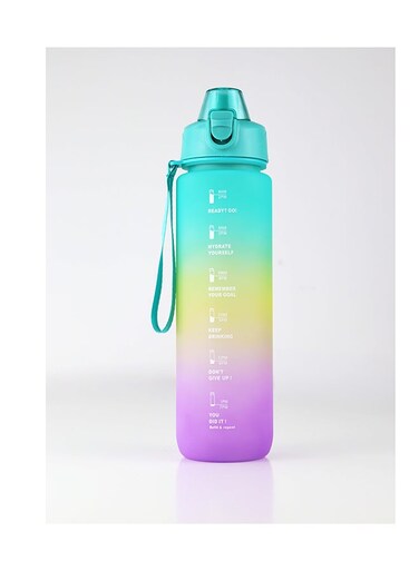 1000ml Motivational Drinking Water Bottle with Time Markers, One-Button Lockable Lid, Soft Straw, Dual Carry Handle and Free Cute Design Cartoon Stickers- BPA-Free, Leak-Proof Lid, Eco- Friendly, Plastic, Reusable, Drink Reminder Water Bottle for Adults and Kids in School, Office, Daily Hydration, Gym, Fitness, Yoga, Cycling, Hiking, Outdoor Camping, Hiking, Sports and Travel, 32oz Bottle