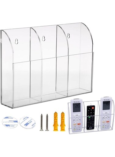 yeemeen Acrylic Remote Control Organiser, Transparent Acrylic Remote Control Portable Storage Organizer, Remote Control Holder Wall Storage Box