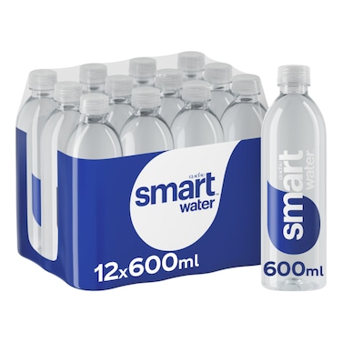 Glaceau Smartwater Still Water PET Bottle, 600ml Pack of 12