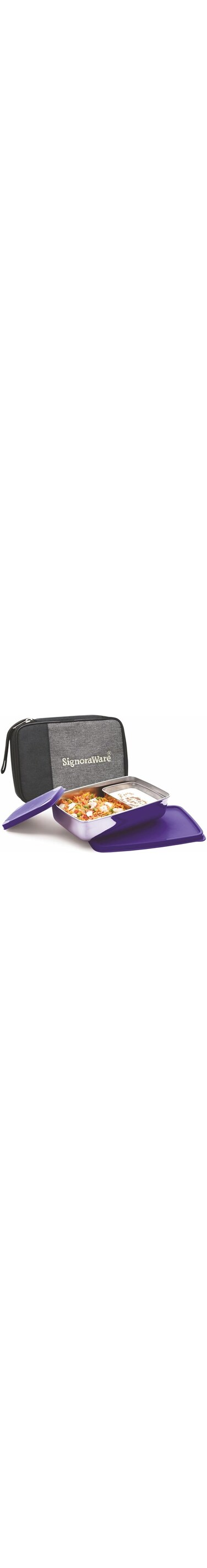 SignoraWare 150ml+850ml Big Compact Stainless Steel Lunch Box with Bag, Food Grade BPA Free Plastic,
