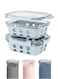 Set of 2 Glass Food Storage Containers with Airtight Lids and Silicone Protection, Leakproof Food Organizer, Freezer, Dishwasher, Microwave Safe, Kitchen Organizer for Food (1050ml, Ice Blue)