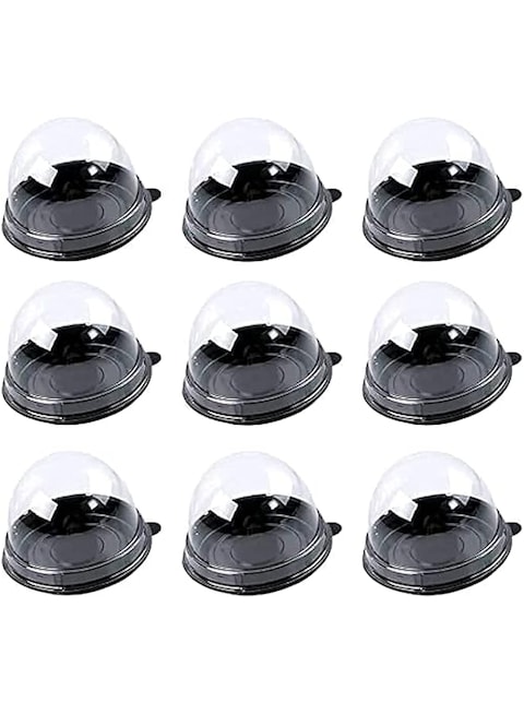 Aiwanto 100 Pcs Transparent Round Cake Boxes Plastic Dome Bakery Container for Mooncake Cheese (Black Tray)