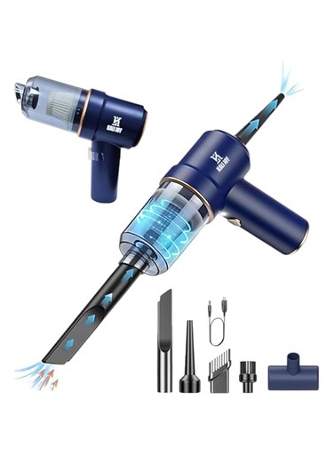 KALI JOY Car Vacuum Cleaner Cordless, Portable Handheld Vacuum Air Duster, Portable for Car, Home, Office, Pet, USB Rechargeable, Blow 2 In 1 9000PA/120W Powerful Suction (BLUE)
