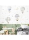 YIMEHDAN Watercolor Hot Air Balloon Wall Decals, Stars Clouds Balloon Vinyl Wall Stickers, Peel and Stick Colorful Artwork for Nursery Bedroom Toddler Room Playroom Decor
