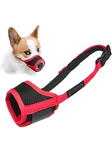 LUCKYPAW Dog Muzzle Anti Barking Biting and Chewing, with Comfortable Mesh Soft Fabric and Adjustable Strap, Suitable for Small, Medium and Large Dogs
