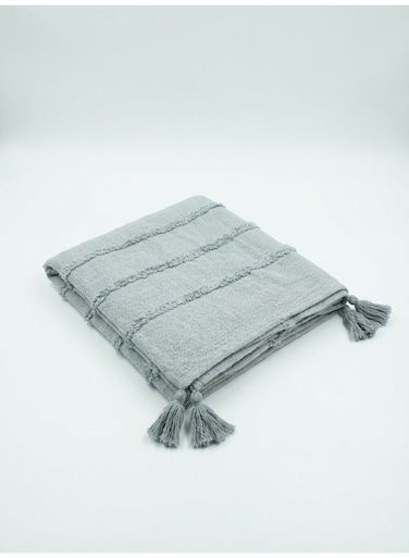 130 x 160 cm 100% Cotton Montreal Cotton Throw Light Grey Luxurious Blanket for Couch Sofa Bed and Boho Living Room Decor 400GSM