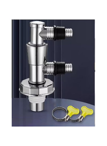 Double Outlet Connector for Washing Machines,Sewer and floor drain three-way joint, washing machine drainage pipe dual outlet dual-purpose Y-shaped (Electroplating F-type)