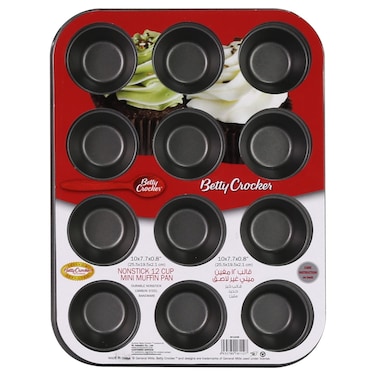 بيتي كروكر صينية ميني مافن 12 كوب، غير لاصقة، 25.5 × 19.5 × 2.1 سم