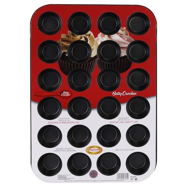 بيتي كروكر صينية ميني مافن 24 كوب، غير لاصقة، 38.5 × 26.3 × 2.2 سم