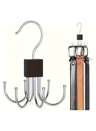 Belt &amp; Accessory Hanger - Wooden Base with Stainless Steel Hooks   Space-Saving Closet Organizer for Belts, Ties, Scarves, Bras, Vests   Multi-Functional Wardrobe Storage Solution   Modern Home Organization