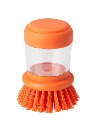 Digital Shoppy VIDEVECKMAL Dishwashing Brush with Dispenser, Bright Orange