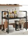 2 Tier Multi-Purpose Plastic Organizer Shelf with Steel Frame, Storage Rack with 4 Removable Hooks and Dual Handles for Kitchen Counter, Bathroom, or Living Room Decor