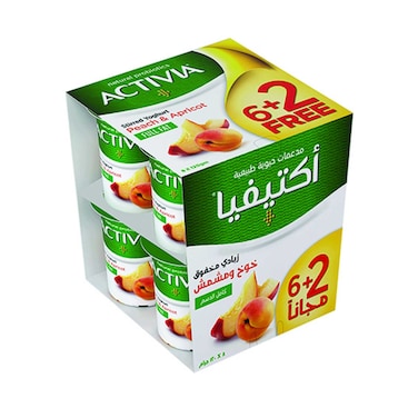 Activia Full Fat Peach And Apricot Stirred Yoghurt 120g Pack of 8