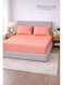 3-Piece Striped Microfiber Fitted Sheet Set Super King 200x200cm &acirc;&euro;&ldquo; Soft Elastic Deep Pocket 17cm Bedsheet with 2 Pillowcases 50x70cm, Peach Microfiber Peach 200x200+17cm