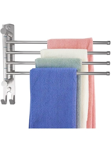 Excefore Swivel Towel Rack for Bathroom, 14inch 4 Arm Swing Out Towel Rack Wall Mounted SUS304 Stainless Steel Space Saving Towel Rack, Towel Racks for Bathroom, Kitchen