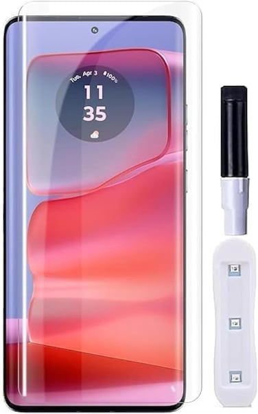 Muzz Tempered Glass Screen Protector for Motorola Edge 50 Pro, 6.7 Inch, Pack of 1, Full Adhesive, Curved, Case Friendly (UV Clear)