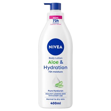 NIVEA Body Lotion for Normal to Dry Skin, Aloe &amp; Hydration with Pure Hyaluron, 72H Fast Refreshing Moisture, 400ml