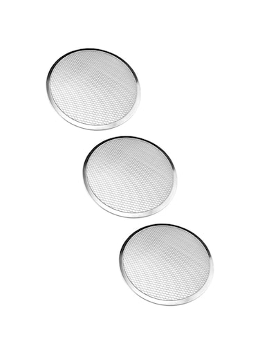 Erweicet 3pcs Aluminum Pizza Net Pizza Pan 8 Inch Round Pizza Plate Pizza Baking Tools Mesh Pizza Tray Pizza Holder Nonstick Bakeware Metal Trays Round Tray Pizza Stand Server Multifunction