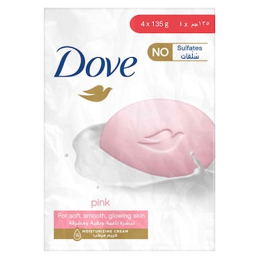 Dove Moisturising Beauty Cream Soap Bar   Pink With &frac14; Moisturising Cream 125g Pack of 4
