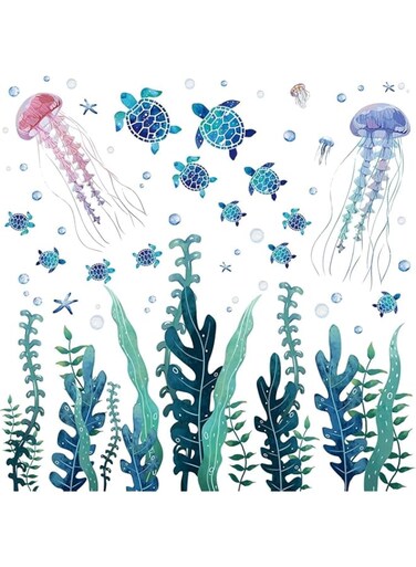 Bpa 3 Sheets Jellyfish and Sea Turtle Wall Sticker