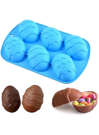 DELFINO Chocolate Mould, Egg Shaped Silicone Cake Mould, Trays Cooking Supplies for Chocolate, Cocoa Bombs, Breakable Egg Chocolate Shells- fill with Peeps, Candy, Cake, Marshmallows