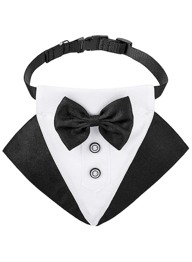GTVGJH Formal Dog Tuxedo Bandana Dog Wedding Bandana Dog Collar with Bow Tie and Neck Tie Designs Adjustable Black Collar Formal Tux Dog Bowtie Adjustable Neckerchief