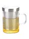 Clear Glass Tea Mug with Stainless Steel lid and Strainer, 450ml