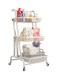 3 Tier Adjustable Utility Cart Rolling Cart Storage Organizer with Wheels Handle Removable Storage Wire Baskets Metal Mesh Storage Shelf for Kitchen Bathroom Bedroom Office