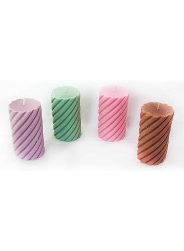 RIBBSUN Swirl/Pillar Candle &ndash; Handcrafted Decorative Candles with Unique Artistic Designs, Perfect for Home D&eacute;cor, Relaxation, and Gifts (Green)