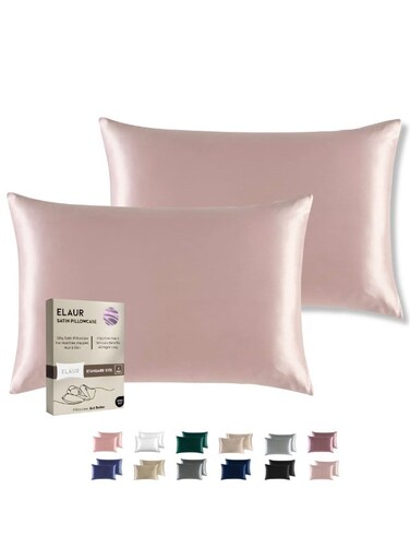 Satin Pillowcase for Hair and Skin, Super Soft and Cooling Similar to Silk Pillow Cases 2 Pack with Envelope Closure, Gift for Women Men(20"x26" Standard Size) (Pink)