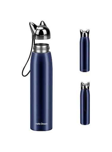 ELECDON Cute Cat Water Bottle, Stainless Steel Insulated Water Bottles Thermos Vacuum Travel Coffee Mug for Kids Girls Women Leak-proof Cat Insulated Water Bottle, 320 ml/10.8 oz (Blue)