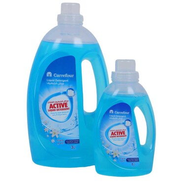 Carrefour Active Liquid Detergent Blue 3L+1L