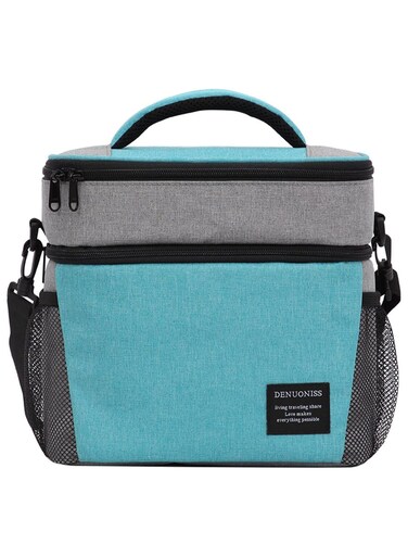 Insulated Lunch Bag with Adjustable Shoulder Strap,8L Dual Zippers Wide Open Lunch Tote Bag,Leakproof Cooler &amp; Warmer Thermal Lunch Bags - for Office Camping Hiking School Picnic Beach (Green)