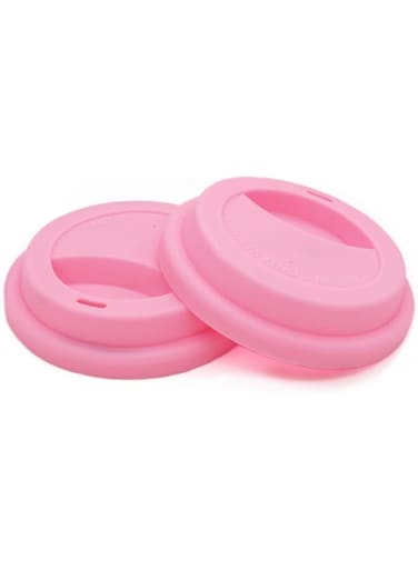 NanTun Silicone Drinking Lid Spill-Proof Cup Lids Reusable Coffee Mug Lids Coffee Cup Covers 2 Pcs - Pink