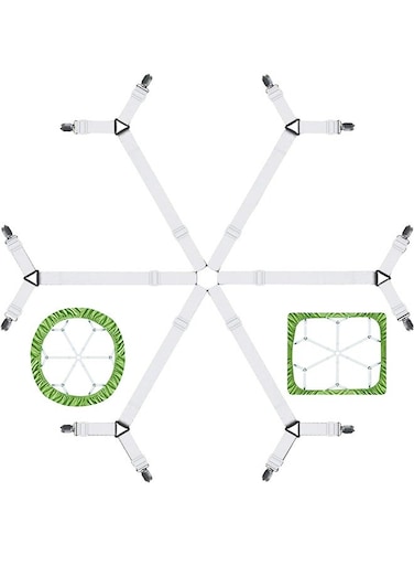 Elastic Bed Sheet Holder Straps for Full,Queen,King Twin Bed,6 Way Cross Sheet Clips Suspenders Band,Fitted Round and Square Mattresses