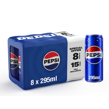 Pepsi Cola Cans 295ml Pack of 8