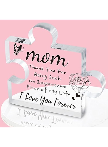 ANTOLE Mom Puzzle Pieces Gifts for Mom from Daughter Son,Christmas Gift for Mom,Mom Acrylic Sign Plaque Desk Decorations,Mother's Day Birthday Gifts for Mom