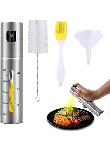 4pcs Stainless Steel Oil Dispenser Olive Oil Sprayers Sets, Spray bottle for cooking oil, Vinegar sprayer, Oil Spray for Salad, BBQ, Kitchen Baking, Roasting