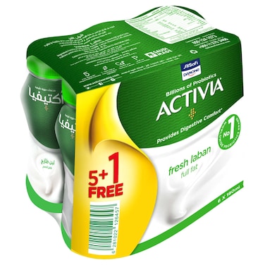 Activia Full Fat Fresh Laban, 180ml Pack of 6