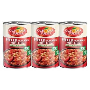كاليفورنيا غاردن فول مقشر بالفلفل الحار، 450 غرام حزمة من 3