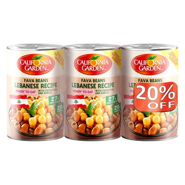 كاليفورنيا غاردن فول على الطريقة اللبنانية مع الحمص والثوم، 450 غرام حزمة من 3